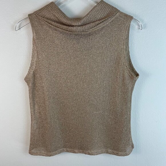 Double D Ranch Gold Metallic Knit Sleeveless Turtleneck Top Size Small - Picture 6 of 8